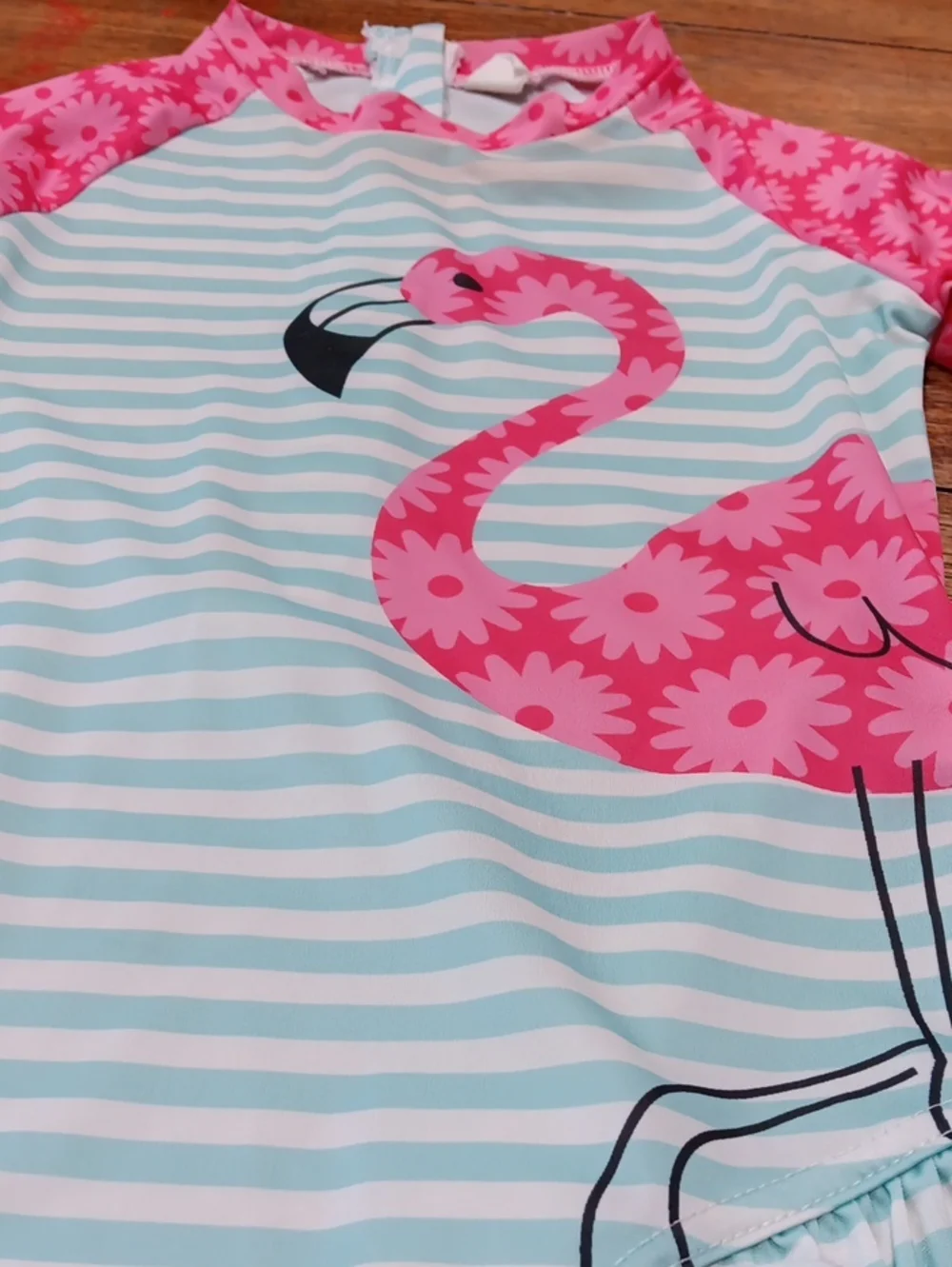 Kaba Here Kids Pink Flamingo Rash Guard One-Piece Swimsuit
